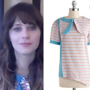 Modcloth Dear Creatures Red & Blue Striped Blouse